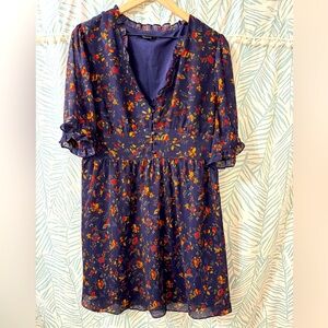 Madewell Dark Floral Puff Sleeve Mini Dress